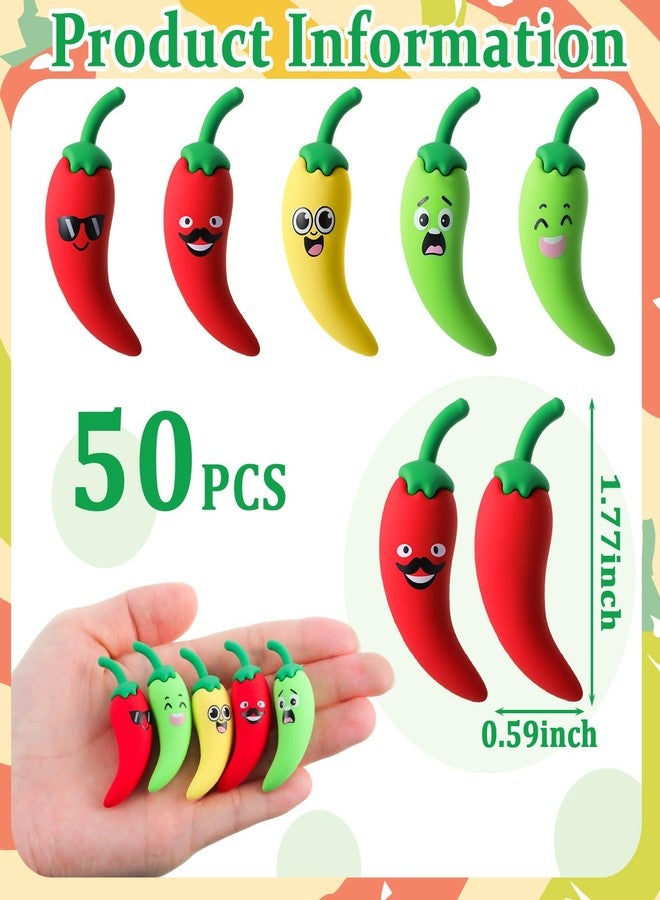 Vertintong 50 Pcs Mini Chili Pepper Figurines to Chili Festival Party Little Fake Hot Peppers Figures Small Jalapenos Statue for Spicy Cook Off Decorations Kitchen Table Decor Gifts School Prizes - Image 2